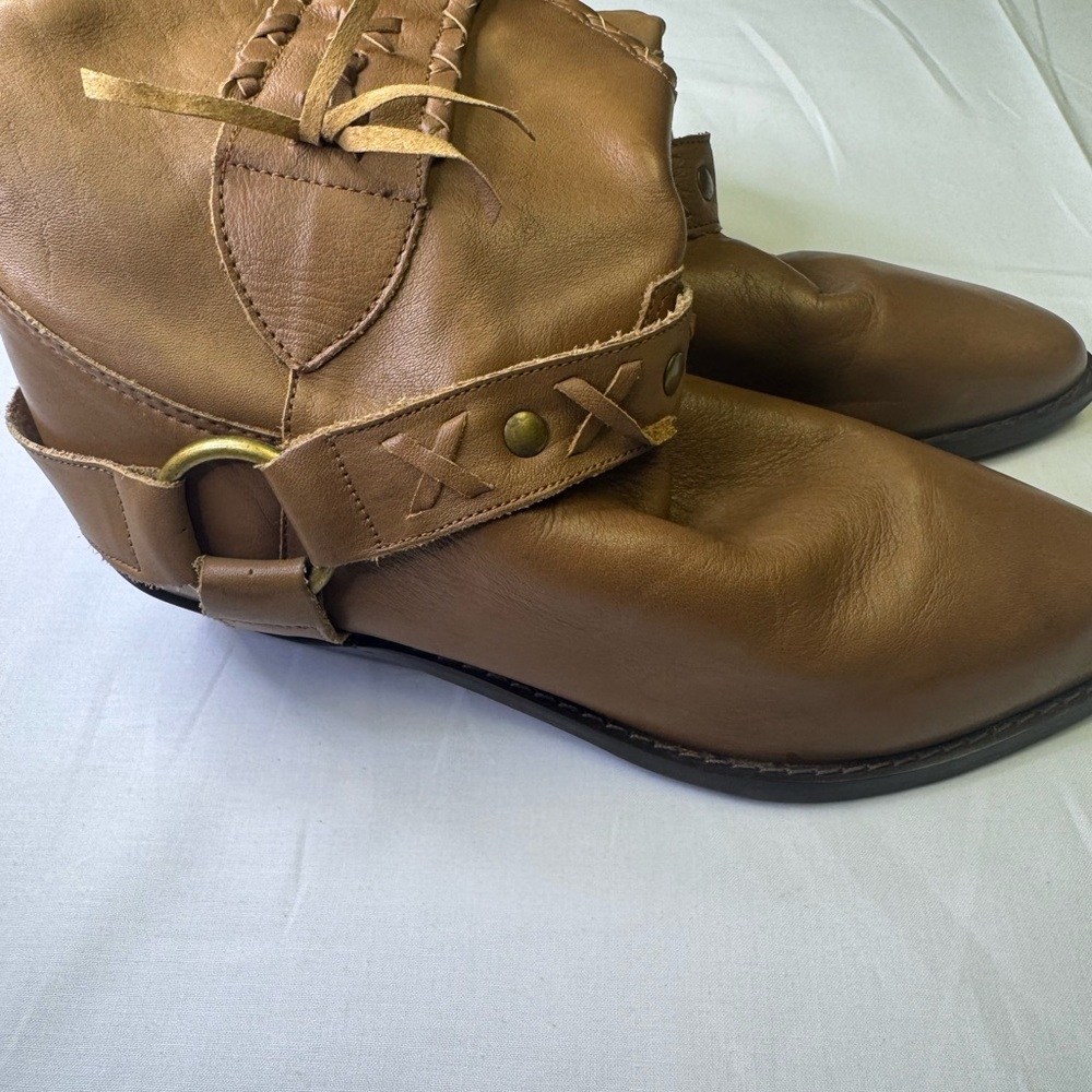 Vintage western cowgirl Brown Leather‎ Ankle Boots